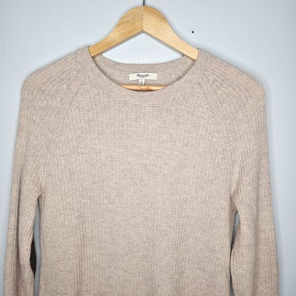 MADEWELL Women's 100% Merino Wool Sweater Medium Leather Elbow Patches Fisherman - Picture 2 of 7
